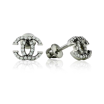 Silver Stud Earrings with Cubic Zirconias