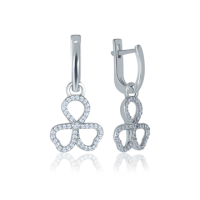 Silver Flower Earrings with Fianites