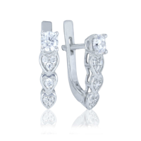 Silver Heart Earrings with Fianites