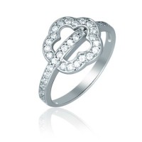 Silver Ring With A Flower With Fianites