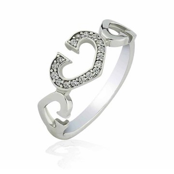 Silver Ring With Hearts