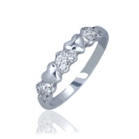 Silver Ring With Hearts